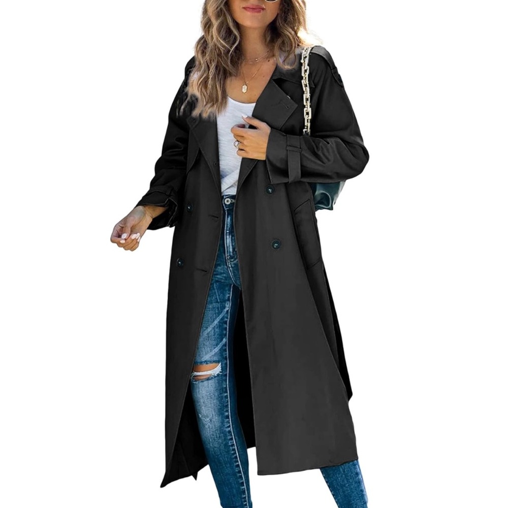 Slim Rain Trenchcoat with Belt Tie Waist
